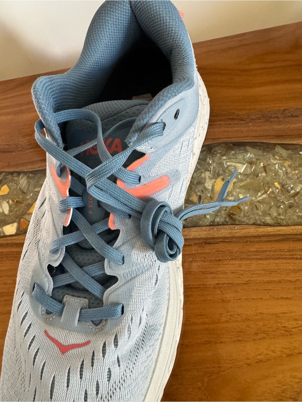 Hoka Women's Light Blue and Coral Running Sneakers - Picture 4 of 4
